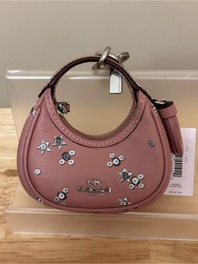 Coach Rose Pink Mini Top-Handle Bag with Silver Star Studs